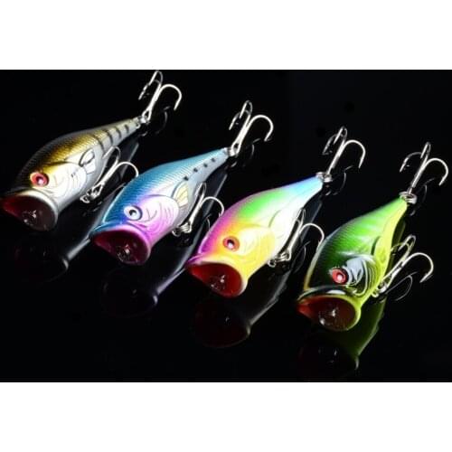 1Pcs 6.5cm/10g Topwater Wobbler Popper Sea Fish Fishing Bait Lifelike Artificial Hard Lures Crankbait 6# High Carbon Steel Hook