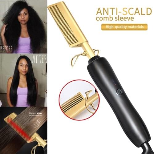 2 In 1 Hair Straightener Anti-scald Electric Hot Comb Ceramic Hair Dryer Brush Fast Heat Straighten Comb Blower Brush Hair Dryer