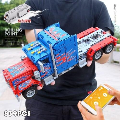 High-Tech Car 15001The Peterbilt 839 Heavy Container Truck With Motor Function Assembly 20096 Building Blocks Bricks Kids Gifts