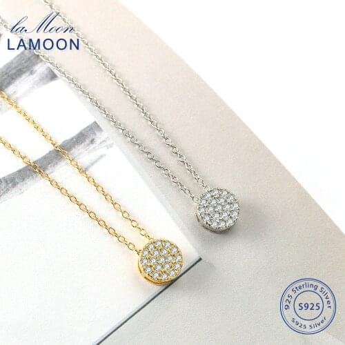 LAMOON 925 Sterling Silver For Women Chain Choker CZ Pendant Necklace Dainty Small Gold Color Silver Color Jewelry LMNL019