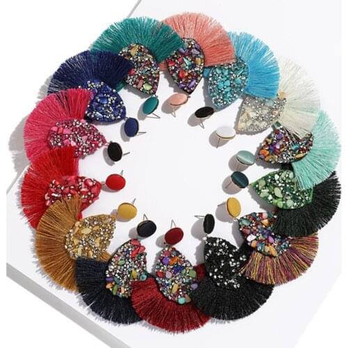 Tassel Earrings For Women Ethnic Sequins Drop Earrings Bohemia Fashion Jewelry Trendy Cotton Fringed Long Dangle Earrings