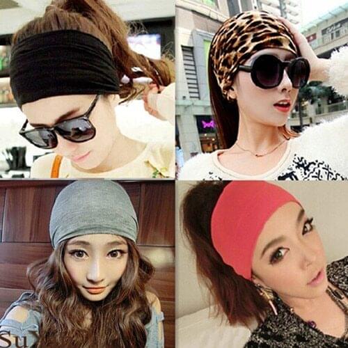 New Womens Hair accessories Leopard Striped Cotton Elastic Headbands Wide Turban Sport Yoga Dance Biker Hairbands Casual Turban