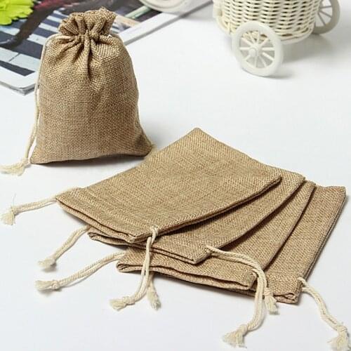 1PCS Mini Rustic Burlap Pouch Sack Drawstring Tie Bag Wedding Party Favor
