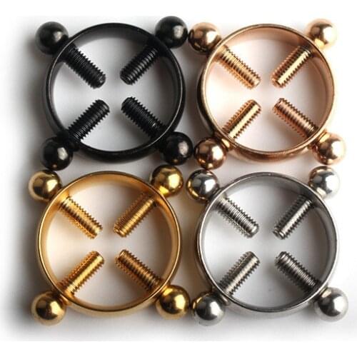 1pcs Stainless Steel Round Nipple Piercing Jewelry Non Piercing Nipple Ring Shield Fake Screw Nipple Clamps Adult Game for Wome