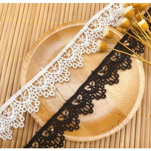 15 Yards High Quality Beautiful Lace Ribbon Exquisite White Black Lace Trim DIY Embroidered For Sewing Decoration Free Shipping
