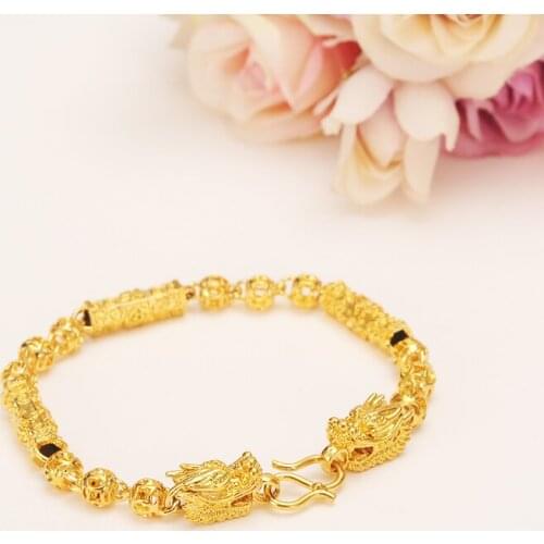 18cm dubai Charm Bracelet for Women Gold dragon Bangle cute boy kids girls women Hand Chain Jewelry anklets Arab Chinese gift