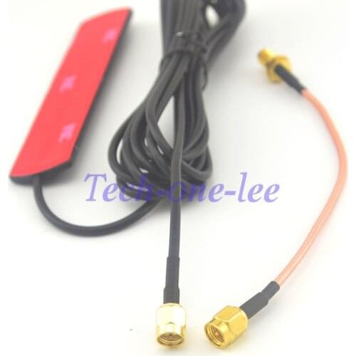 2 piece/lot 3dbi GSM SMA Antenna Male Plug 9.84ft cable + 5.9'' SMA Cable Male to SMA Female