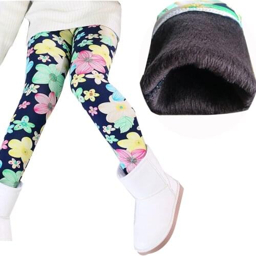 2019 New Autumn Winter girls Leggings Korean Fashion Plus Velvet Thickening Warm Printing Girls Pants 2-6 Year Children Pants