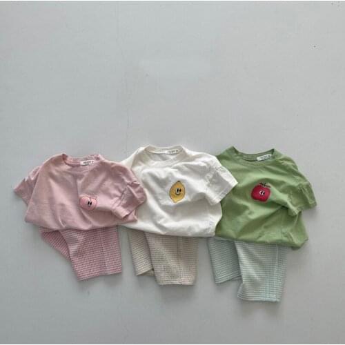 2021 Infant Kids Baby Boy Girl Clothes Cotton Print Fruit T-shirts Tops + Cropped Pants 2pcs Outfits Summer Newborn Clothes Set