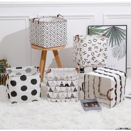2021 New Folding Linen Fabric Storage Basket Cube Kids Clothes Storage Box Waterproof Laundry Basket For Toys Organizers
