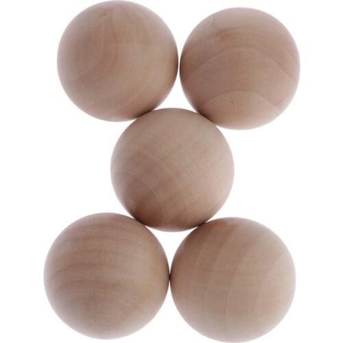 5x Hardwood Balls Solid Natural Beech Wooden Balls Beads Crafts Making 50mm