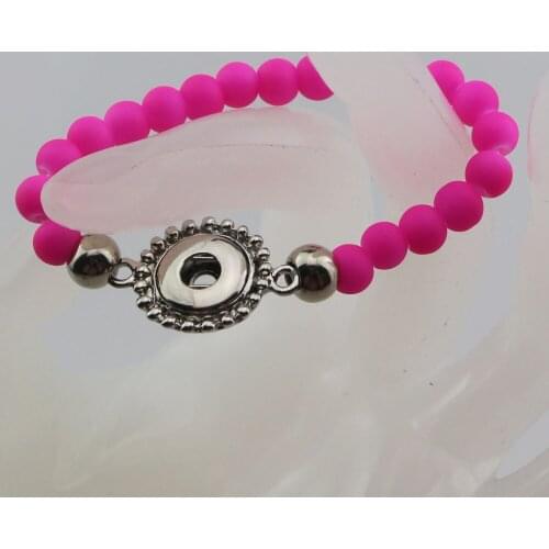 6PC Children 12mm metal Snap Metal Button Bracelets Jewelry 10Colors 6mm Acrylic Rubber Beads Bracelets 15cm For Kids