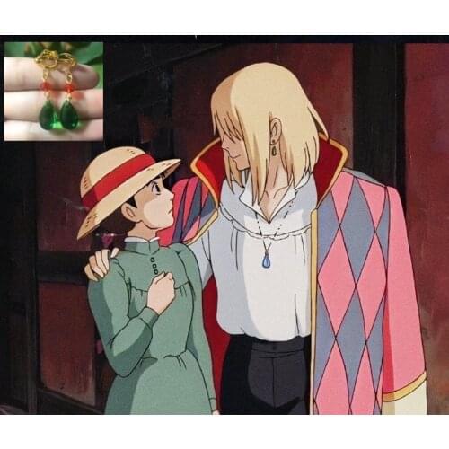Anime Miyazaki Hayao Howl Moving Castle Howl Cosplay Costumes Necklace Earring Ring Handmade Prop Crystal Stone Jewelry