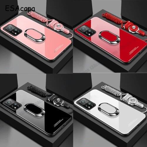 Tempered Glass Lanyard Phone Case For Xiaomi 11 Ultra 11 Pro Magnet Ring Stand Holder Protection Cover For Xiaomi Mi 10T Lite