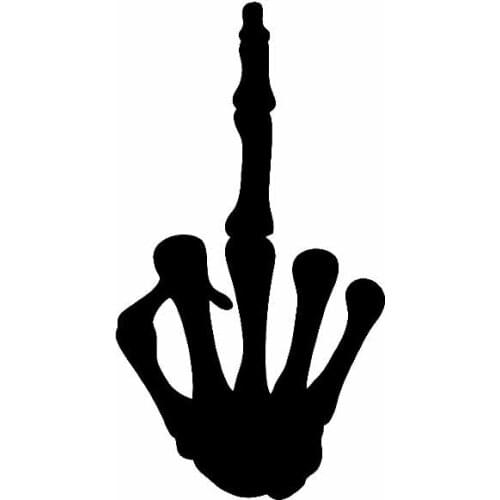 Skull Head Middle Finger High Quality Car Sticker Car Window Decoration Personality Pvc Waterproof Decal Black/white, 13cm*7cm