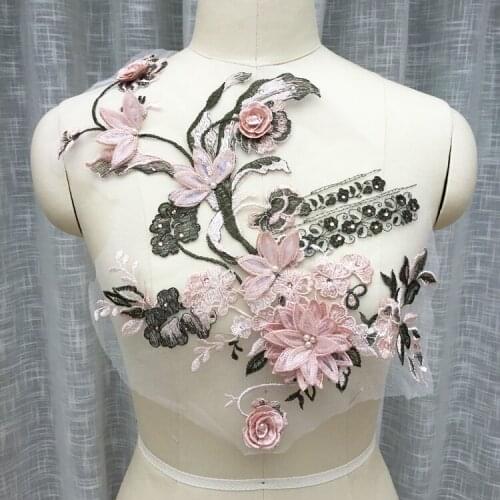 New fashion beaded gold embroidery lace flower Childrens wear wedding dress performance clothing DIY accessories flower patch