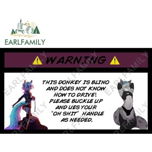 EARLFAMILY 13cm x 7.4cm for Furry femboy Wolf Car Stickers Warning Car Accessoires Vinyl Anime Decals Camper Occlusion Scratch
