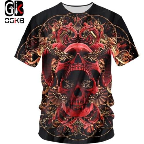 OGKB Skull Horror O-Neck T-shirt Mens 3D Harajuku Oversized T-shirt Printing Streetwear Fitness T-shirt Oversized 7XL