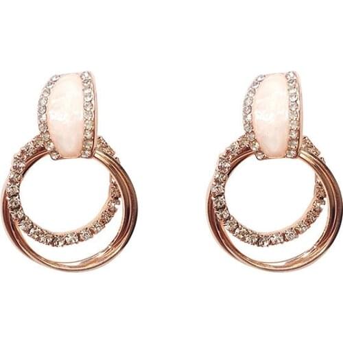 Geometric Circle Dangle Earrings Personality Luxury Stud Ear Temperament Rhinestone Crystal Trends 2020