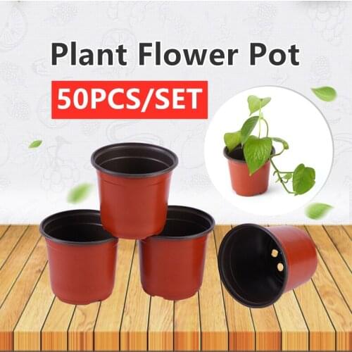 50pcs Mini Plastic Round Flower Pot For Plants Holder Planters Terracotta Nursery Planter Home Decor High Quality 90mm 120mm