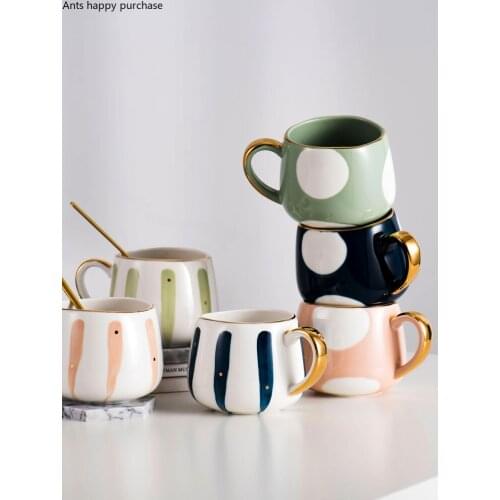 European Style Simple Ceramic Coffee Cup Mug Home Breakfast Milk Cup Cute Large Capacity Couple Mug Dining Table Kitchen Tool