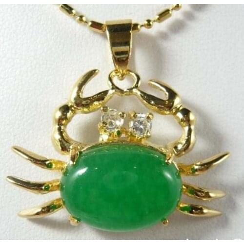 Free Shipping 13*18mm green Jade crab pendant