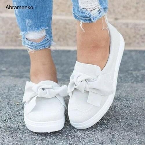 Women Moccasins Womens Flats leather Shoes Woman Bow Lady Loafers Slip On Suede White Shoes mocasines mujer Plus Size 36-43