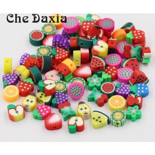 Mixed 50 PCS/Pack) Soft clay beads Fruit animal Style Polymer Clay Spacer Loose Beads For DIY Bracelet Necklace Accessories