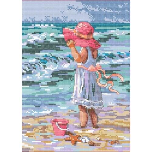 Looking at sea girl Needlework home Decor counted cross stitch simliar DMC Cross Stitch kits 14CT needlework Set DIY embroidery