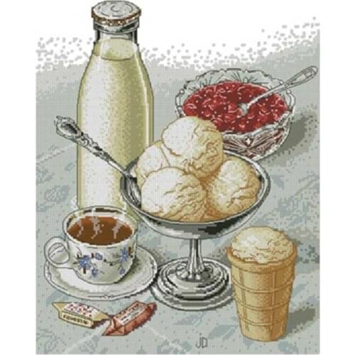 Cherry ice cream patterns Counted Cross Stitch 11CT 14CT 18CT DIY wholesale Chinese Cross Stitch Kits Embroidery Needlework Sets