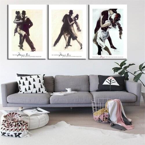 New 3 Pieces Dancing Couple Print on Canvas Modern Oil Picture Home Decor Wall Paining for Living Room Christmas Gift Unframed