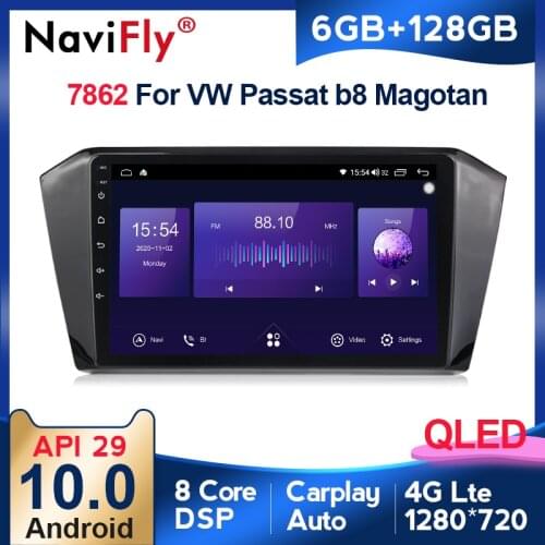 New! 7862 6GB+128GB QLED 1280*720 DSP Android 10.0 Car Navigation GPS Radio Player For Volkswagen Passat b8 Magotan 2015