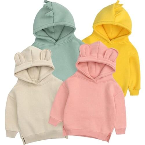 Baby clothes childrens sweater 0-4 years old spring Qiu cotton boy girl fleece sweater baby warm card cartoon hooded sweater