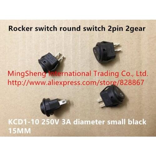 Original new 100% rocker switch round switch 2pin 2gear 250V 3A diameter kcd1-10 small black 15MM