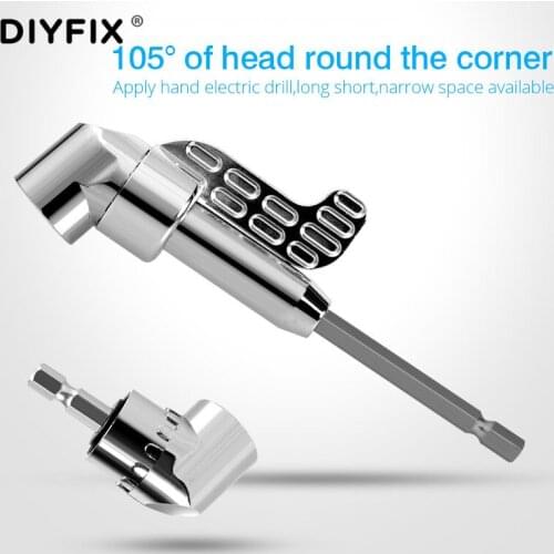 105 degree Angle Extension Screwdriver 6.35mm Hex Socket Holder Adjustable Bits 1/4" Inch Magnetic Angle Driver For Wrench Drill