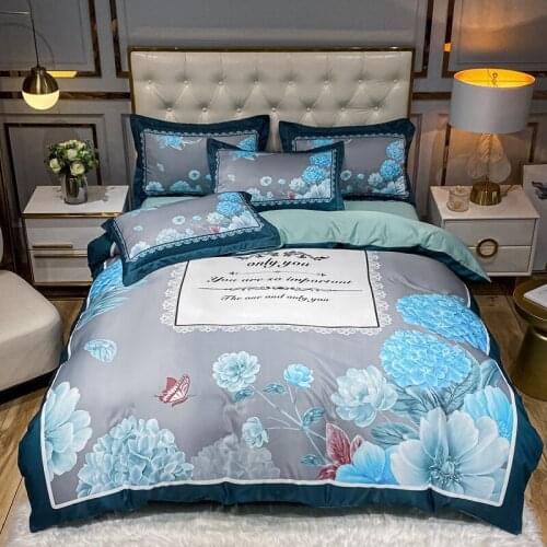 Egyptian Cotton Double Queen King Bedding Set 4PCS 60S Duvet Cover 3D HD Printed Quilt Cover Luxury Silky Soft Bed Sheet Linens