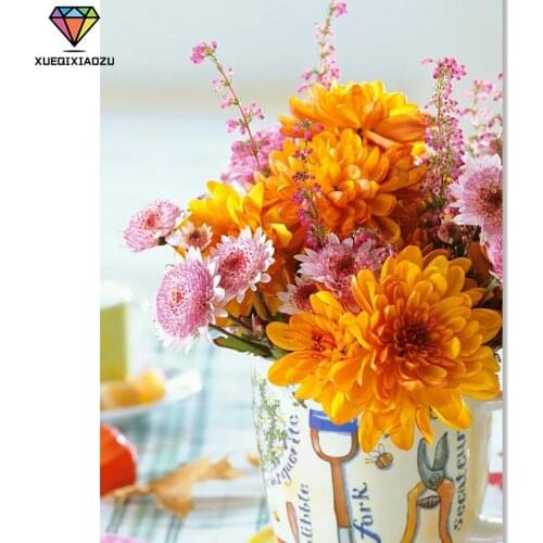 Full Round Diamond 5D Diamond Painting "Yellow Chrysanthemum" Flower DIY Mosaic Diamond Embroidery Cross Stitch Home Painting