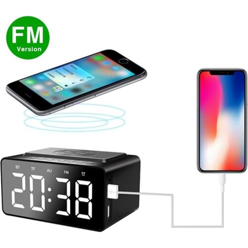 Portable Bluetooth Speaker Wireless HiFi Stereo Music Super-Bass Soundbox with LED Time Display Clock Alarm Loudspeaker