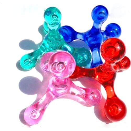 Transparent four-ball Solid Color Frog Type Massager Manually Balance Four Fans Your Massage Stick Relaxation Tool