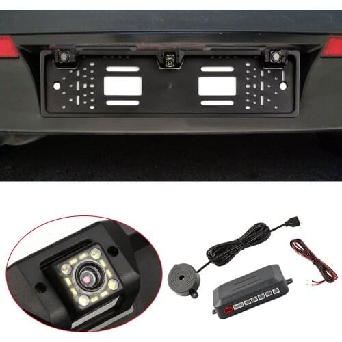 European License Plate Frame Backup Camera 8 LED/12 LED Rear View Camera with Reversing Radar System Parking Sensor