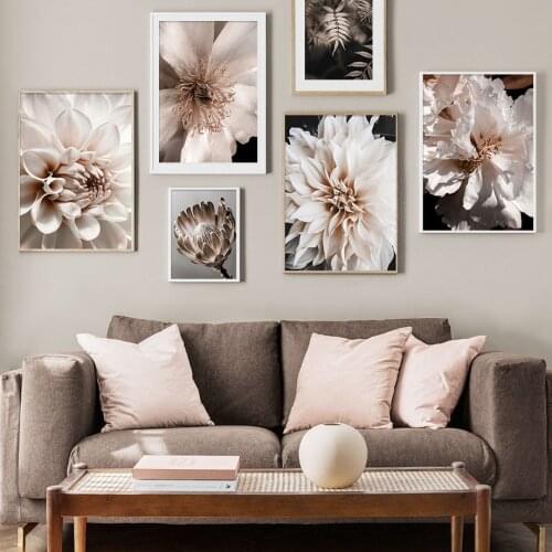 Blossom Rose Dahlia Leaf Nature Plant Wall Art Canvas Painting Nordic Posters And Prints Wall Pictures For Living Room Decor