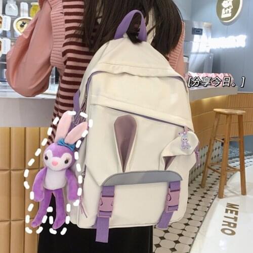 RUIQIA Womens Fashion Backpack Cute Nylon Lady Mochila Waterproof School Bag for Teenager Girls Kawaii Travel Rucksack Black 50