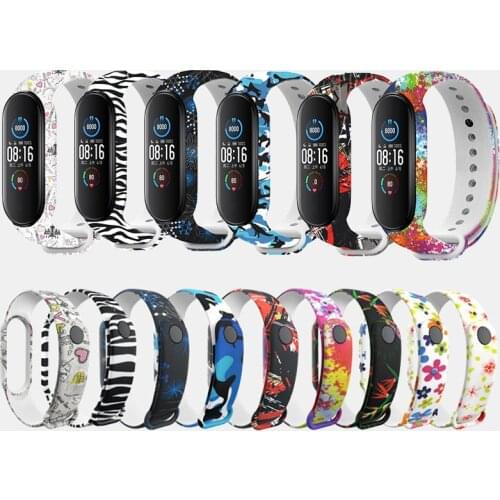 Silicone Strap For XiaoMi Mi Band 6 5 4 3 Graffiti Style Wristband For XiaoMi Mi Band 6 5 Bracelet Mi Band 3 4 Breathable Strap