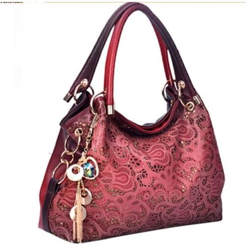 Bags of Women 2021 New Female Bag PU Leather Shoulder Bag Hollow Female Bag Lady Carved Handbag Female Messenger Bag