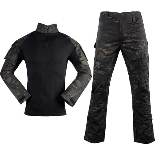 Tactical Suit Military Uniform Training Suit Camouflage Hunting Shirts Pants Paintball Clothes Sets with Free Pads 10 Pockets