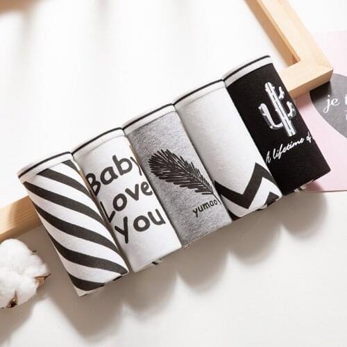 5 Pcs/lot Underwear Women Sexy Panties Women Printed Cotton Briefs Underpant Calcinhas Lingeries Girls Panty Ladies Cute Boxers