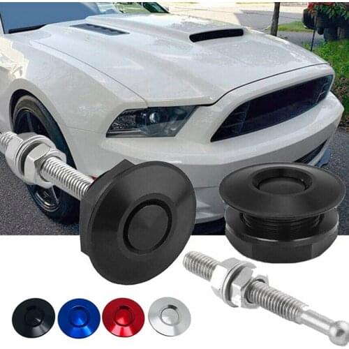 Universal Engine Bonnets Lock Aluminum Car Quick Latch 32mm/1.25" Push Button Billet Hood Pins Lock Clip Kit Car Accessories