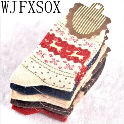 WJFXSOX 1 pairs/lot Warm winter socks women Christmas gold deer rabbit wool socks Fashion Colorful Dress Business Socks meias