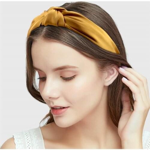 Women satin Knot Headbands for Women Simple Solid Color Fabric Girls Hairband Women Hair Accessories Wide Side Hair Band