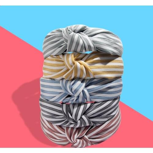 Flatfoosie Striped Print Wide Knotted Turban Headband Hair Hoop Fashion Multicolor Elegant Hair Band For Girl Hair Accessories